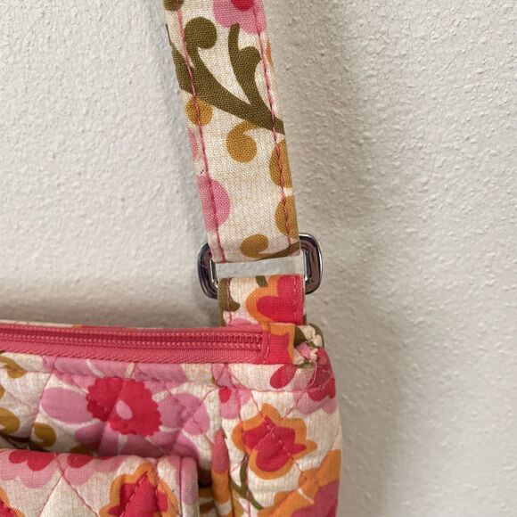 Vera Bradley Lizzy Crossbody Bag Purse Retired Folkloric Pattern Pink Cream - Picture 10 of 10